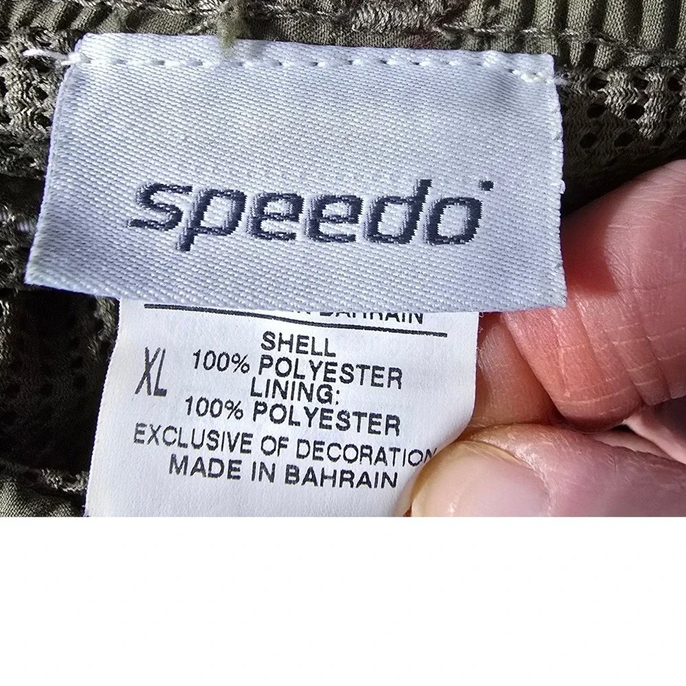 Speedo Hibiscus Floral‎ Board Shorts XL Brown Lime Green Tropical Swim Trunks